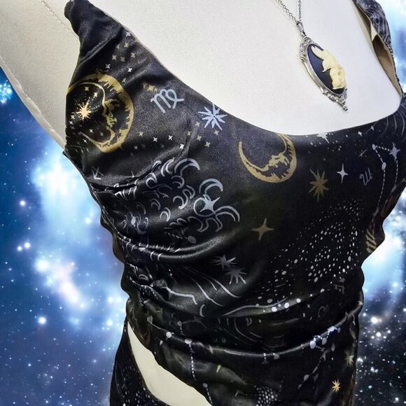 Horoscopez ✦ Starry Night Skirt Set ✦ One-Shoulder Bustier Celestial Midi Skirt - Picture 4 of 16